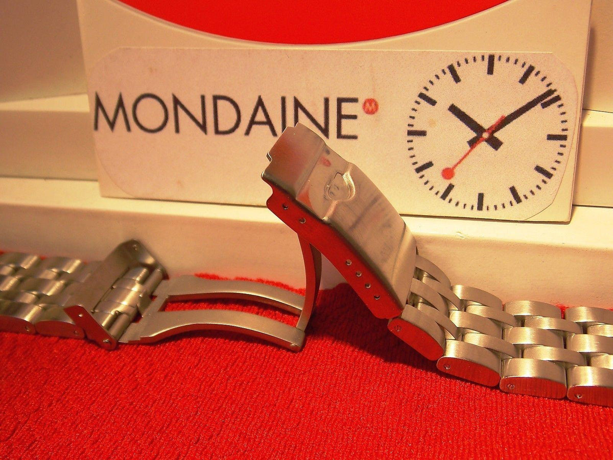 Mondaine Swiss Railways watchband 24mm Wide All Solid Steel Curved End Braclet