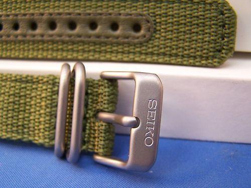 Seiko WatchBand SNK813 Military Green 18mm 2ply Fabric w/Steel Buckle/Keepers