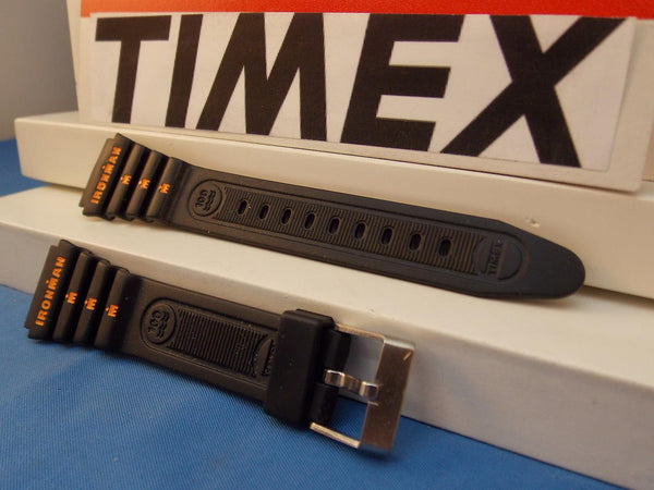 Timex Watch Band Original Ironman 8 Lap Memory Black Strap w/Orange Graphics