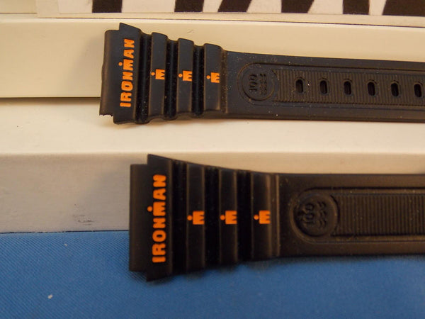 Timex Watch Band Original Ironman 8 Lap Memory Black Strap w/Orange Graphics