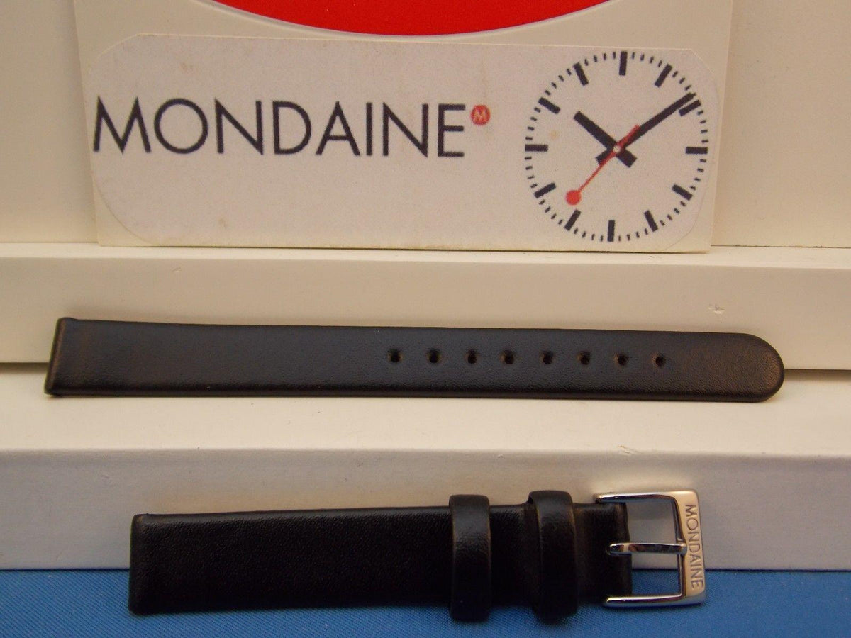 Mondaine Swiss Railways watchband FE3112. 12mm Wide Black Leather ladies