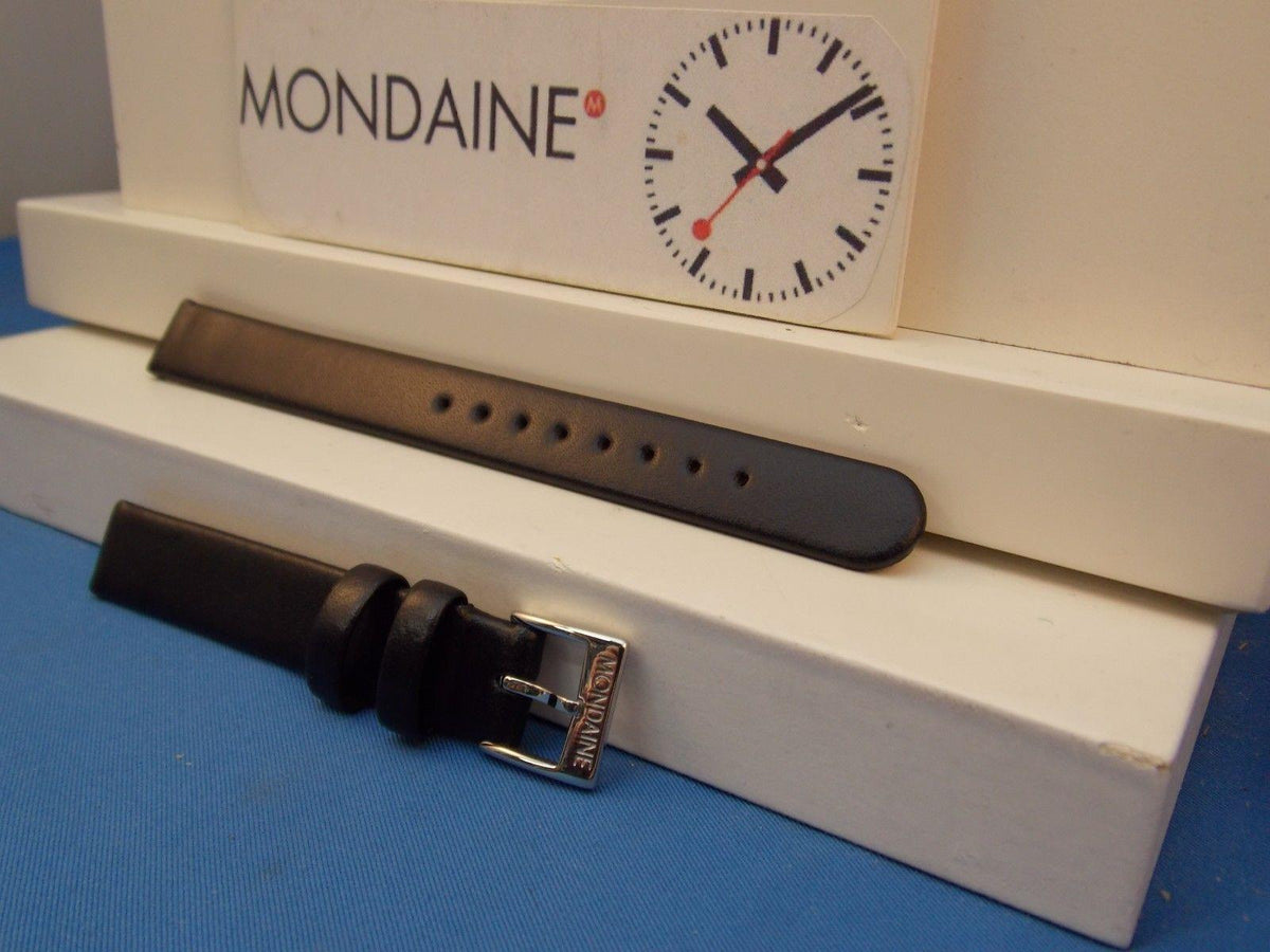 Mondaine Swiss Railways watchband FE3112. 12mm Wide Black Leather ladies