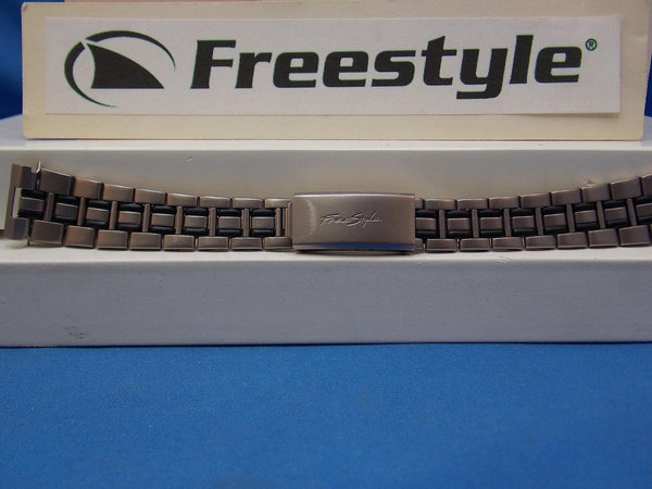 Freestyle watchband - Bracelet Matte Silver/Black 16mm w/FoldOver buckle