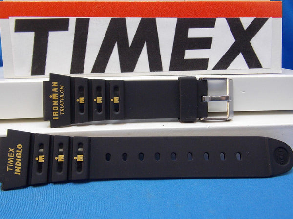 Timex watchband Triathalon Indiglo Timex Logo 18mm Black  w/Orange Gtaphic