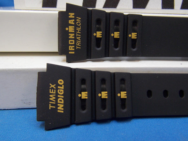 Timex watchband Triathalon Indiglo Timex Logo 18mm Black  w/Orange Gtaphic