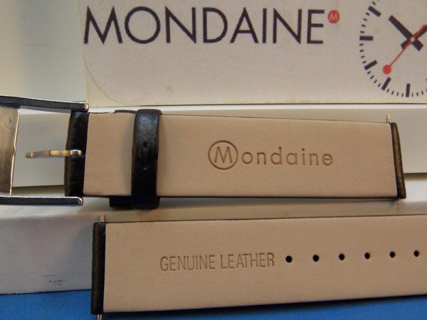 Mondaine Swiss Railways Watchband FE3118.20Q 18mm Black Leather w/Polished bkle