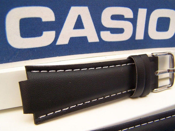 Casio watchband EF-501 L, EF-500 L Black Leather -  w/ Attach Pins