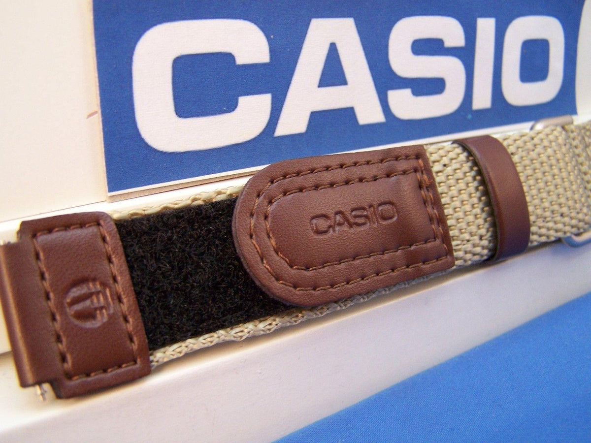 Casio Watchband AW-80 V-5BW. NylonGrip Sport Strap Brown / Tan. With Pins