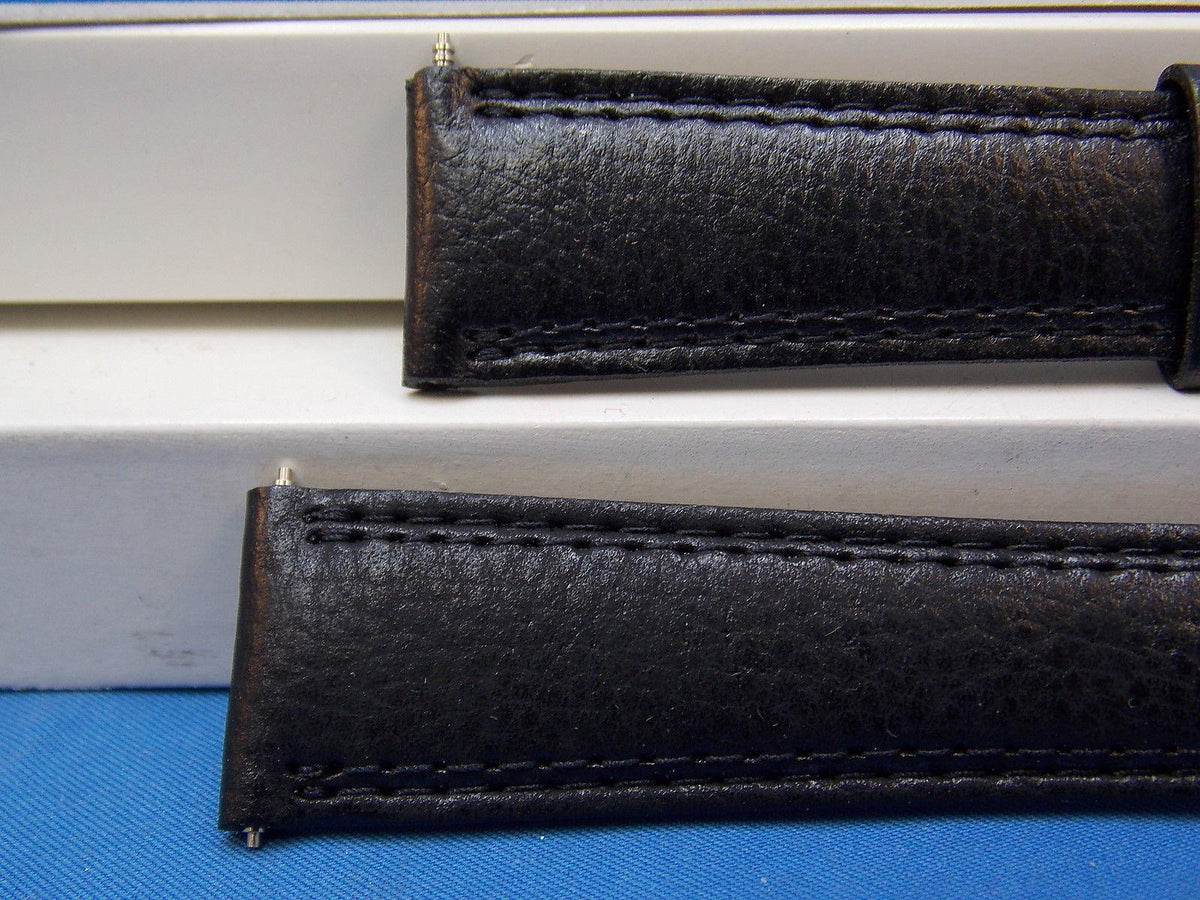 Casio watchband AB-20 Leather Black 19mm Padded Double Outline Stitched