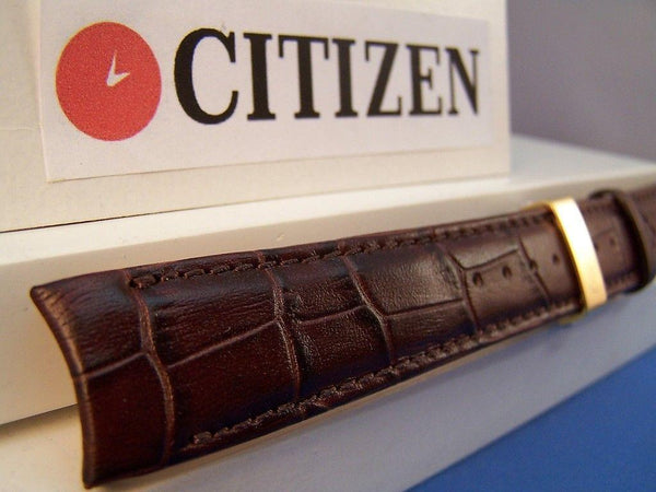 Citizen watchband BL8000-08 ECO Drive Brown Curved End Leather.Gold Tone Buckle