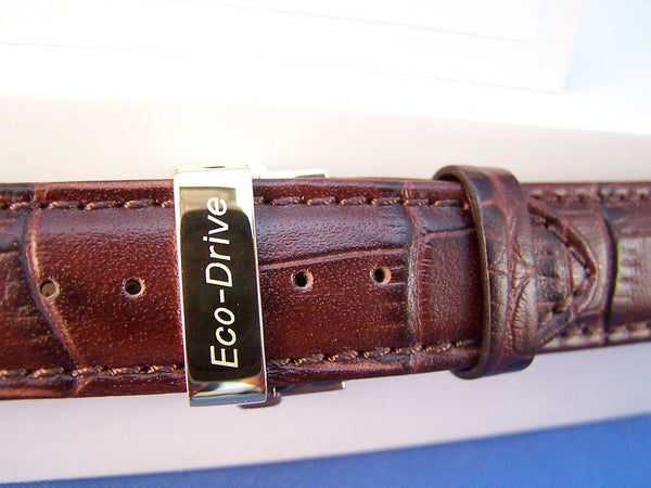 Citizen watchband BL8000-08 ECO Drive Brown Curved End Leather.Gold Tone Buckle