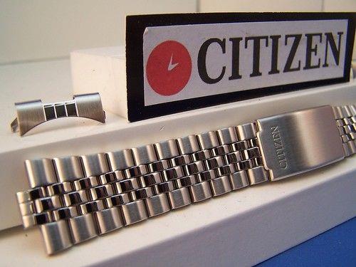 Citizen watchband AD6060 20mm Stainless Steel Curved End Logo Bracelet