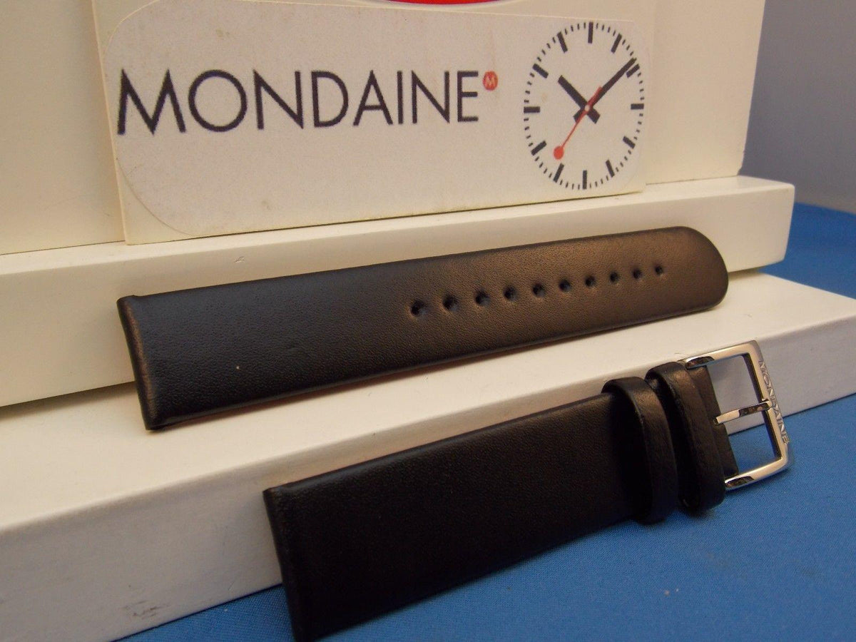 Mondaine Swiss Railways watchband FE3118.22Q 18mm Black Leather Red Back