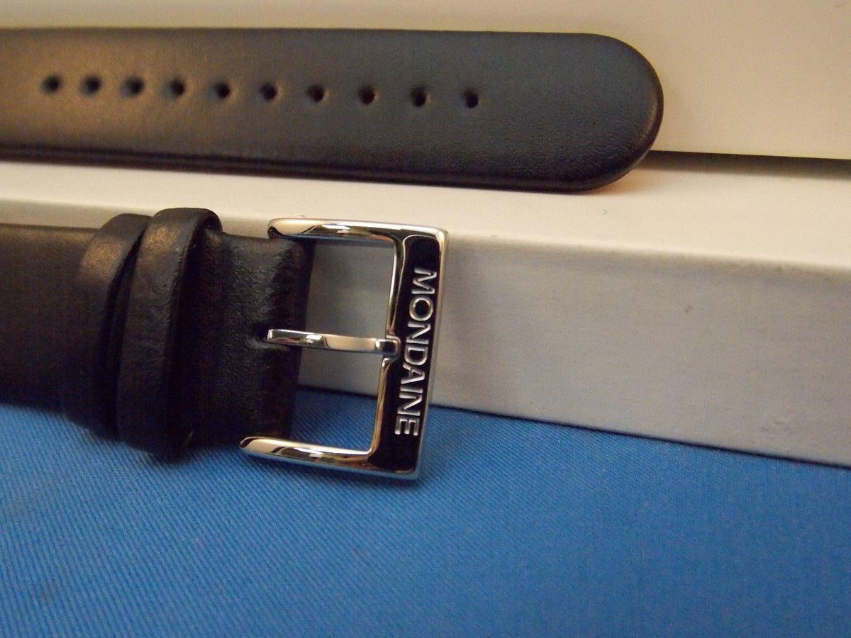 Mondaine Swiss Railways watchband FE3118.22Q 18mm Black Leather Red Back