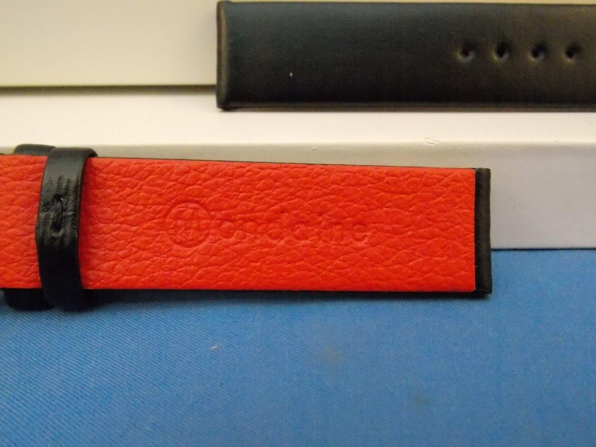 Mondaine Swiss Railways watchband FE3118.22Q 18mm Black Leather Red Back