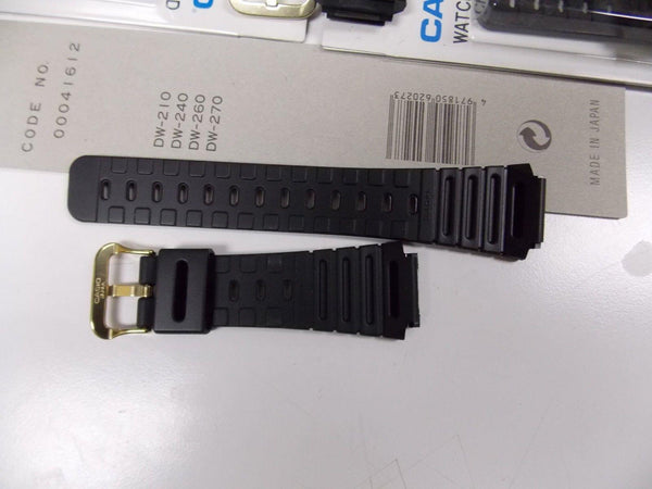 Casio Watch Bands SIX: DW-210,DW-240,DW-260,DW-270.Black Strap w/GoldTn buckle