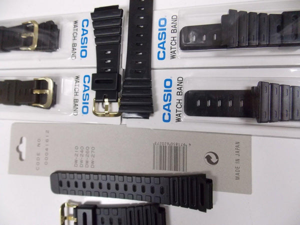 Casio Watch Bands SIX: DW-210,DW-240,DW-260,DW-270.Black Strap w/GoldTn buckle