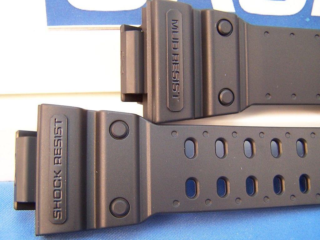 Casio Watchband GXW-56 GB-1V.G-Shock Mud Resist Black Resin Strap gold buckl