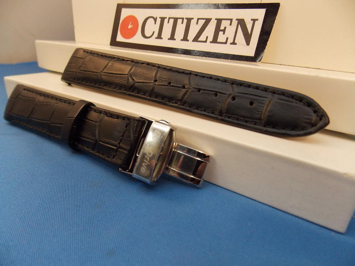 Citizen Watchband BL8000 -03A Black Leather Eco Drive 20mm Curved End Strap