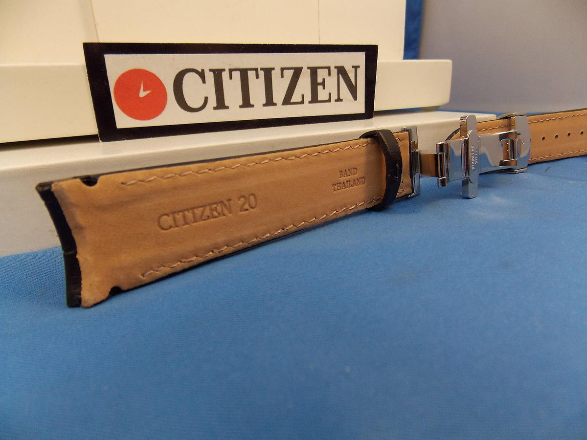 Citizen Watchband BL8000 -03A Black Leather Eco Drive 20mm Curved End Strap