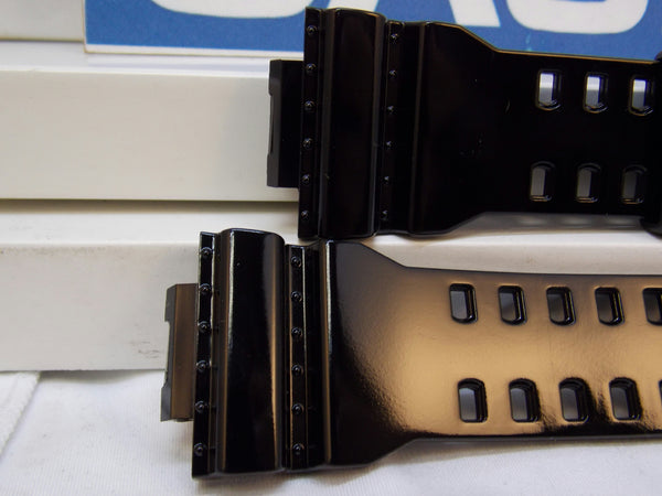 Casio watchband GA-100, GA-110, GA-120, GD-100 black Shiny Resin /Watchband
