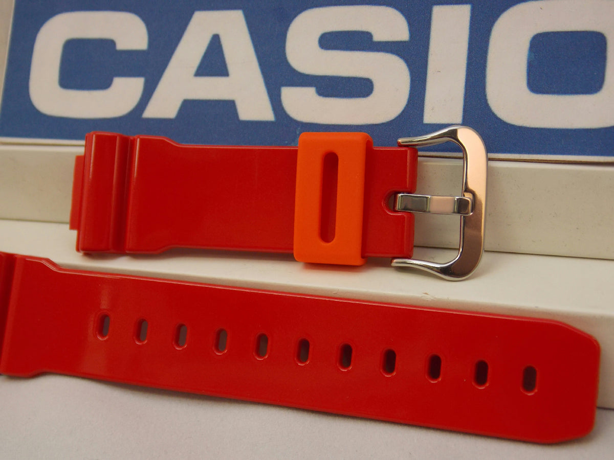 Casio Watchband DW-6900 CB-4 Red w/Orange Keeper G-Shock Strap Watchband