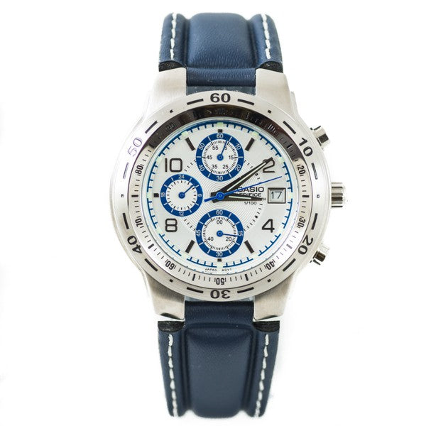 Casio watchband EF-506 L-7 Dark blue Leather  Watchband