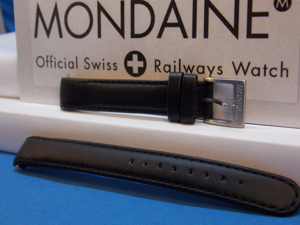 Mondaine Swiss Railways watchband 14mm Extra Long Curved end Leather