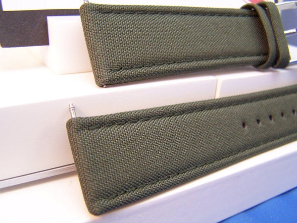 Swiss Army watchband Infantry Military Green 22mm Fabric Mesh / Leather w/Pins