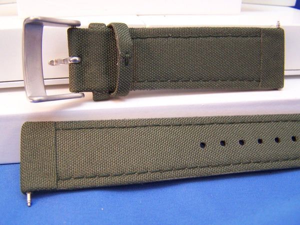 Swiss Army watchband Infantry Military Green 22mm Fabric Mesh / Leather w/Pins