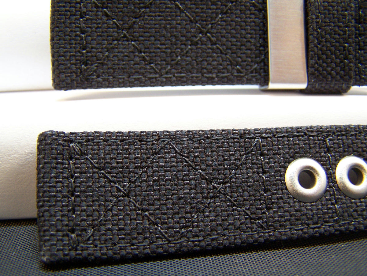 Citizen Watchband BM6400 21mm Black Thick Stitched Fabric With Metal Eyelets