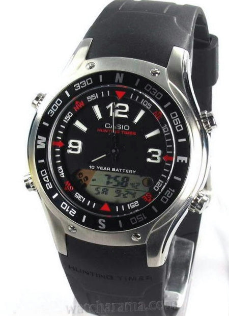Casio Watchband AMW-701.Black Resin Strap W/ Pins for Hunting Timer Watch