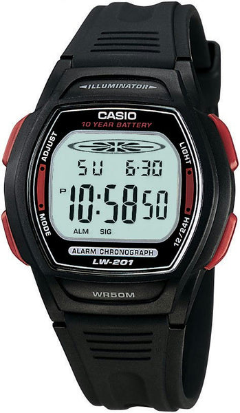 Casio Watch Band LW-201 15mm Ladies Black Resin Sport Strap. Watchband
