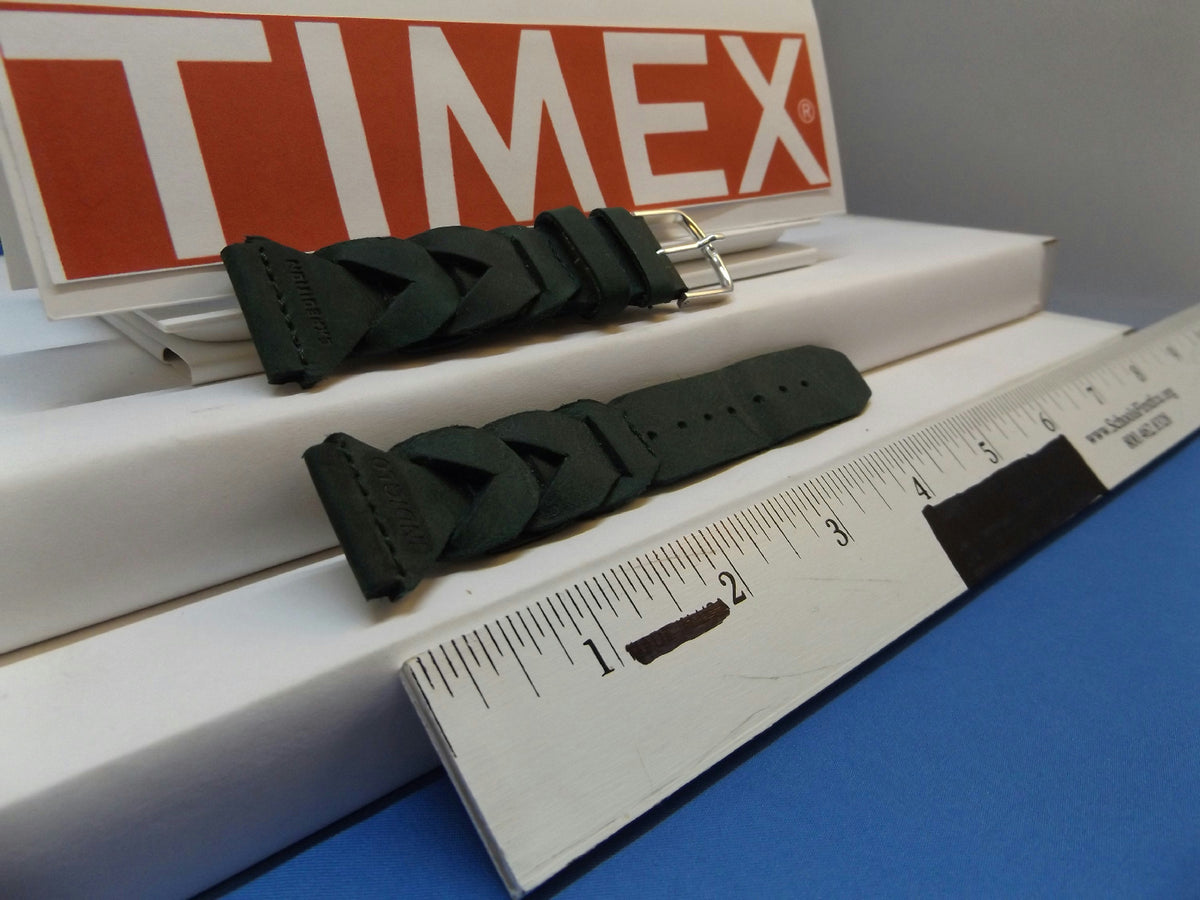 Timex watchband Braided Green 20mm Expedition Indiglo Leather Mens