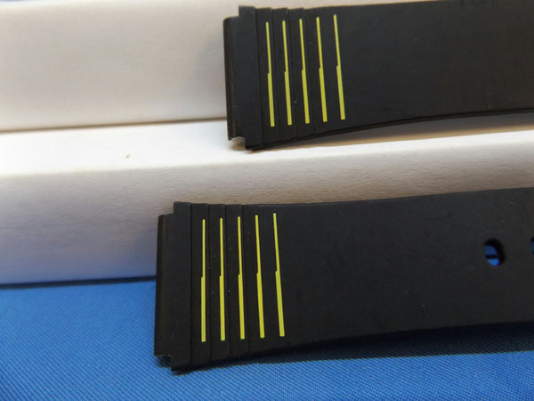 Timex watchband 19mm Black:Yellow Stripes Mans Resin Sport . Watchband