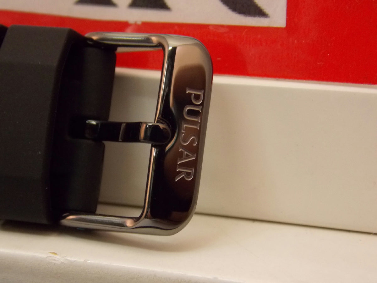 Pulsar watchband PS9099 Curved End Black Resin . Watchband.