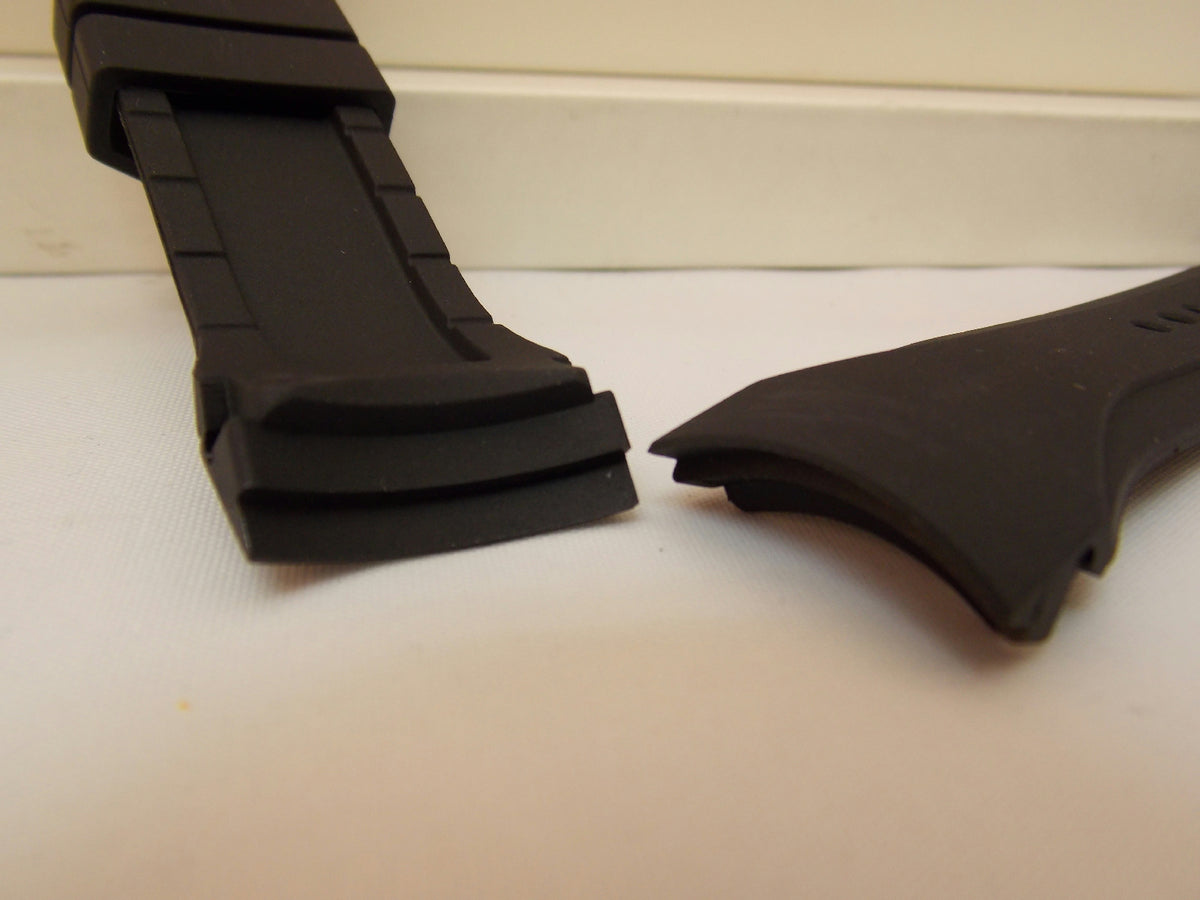 Pulsar watchband PS9099 Curved End Black Resin . Watchband.
