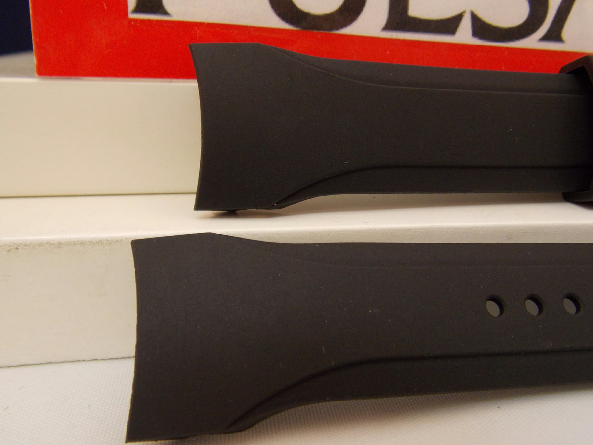 Pulsar watchband PS9099 Curved End Black Resin . Watchband.