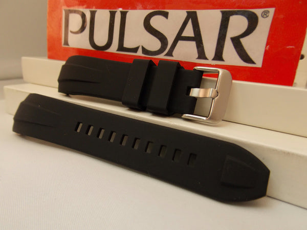 Pulsar Watch Band PS9277 Curved End Black Resin Strap. Watchband.