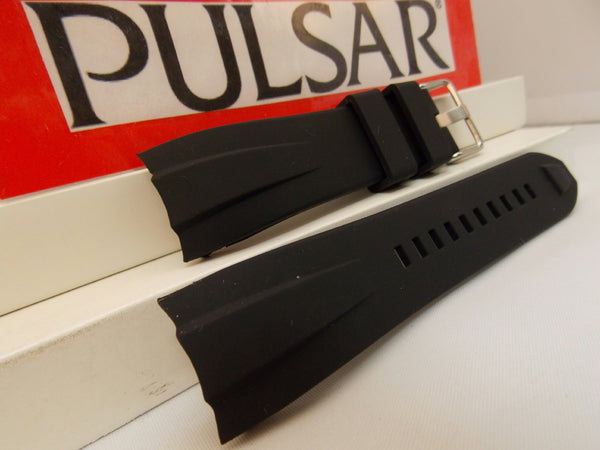 Pulsar Watch Band PS9277 Curved End Black Resin Strap. Watchband.