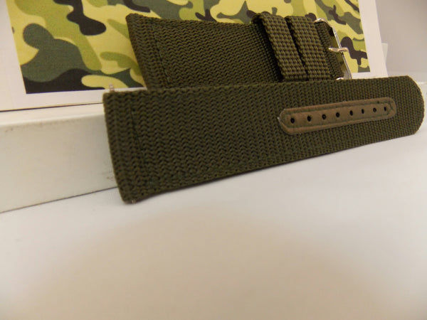 Military Green 22mm Wide Nylon Stitch Reinforced  w/Pins.Washable Watchband