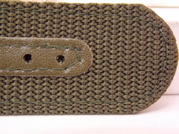 Military Green 22mm Wide Nylon Stitch Reinforced  w/Pins.Washable Watchband