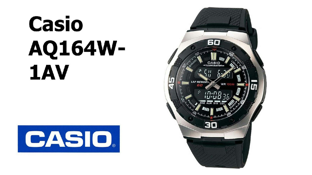 Casio watchband AQ-164 Black Resin for Illuminator Digital/Analog Watch