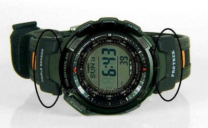 Casio Watch Parts PRG-110 G-1V 6H Side Loop Thru Lug Protrek Orange Print