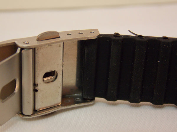 Sportband 24mm Black Silicone Resin.Deployment Push Button Buckle W/Spring Bars