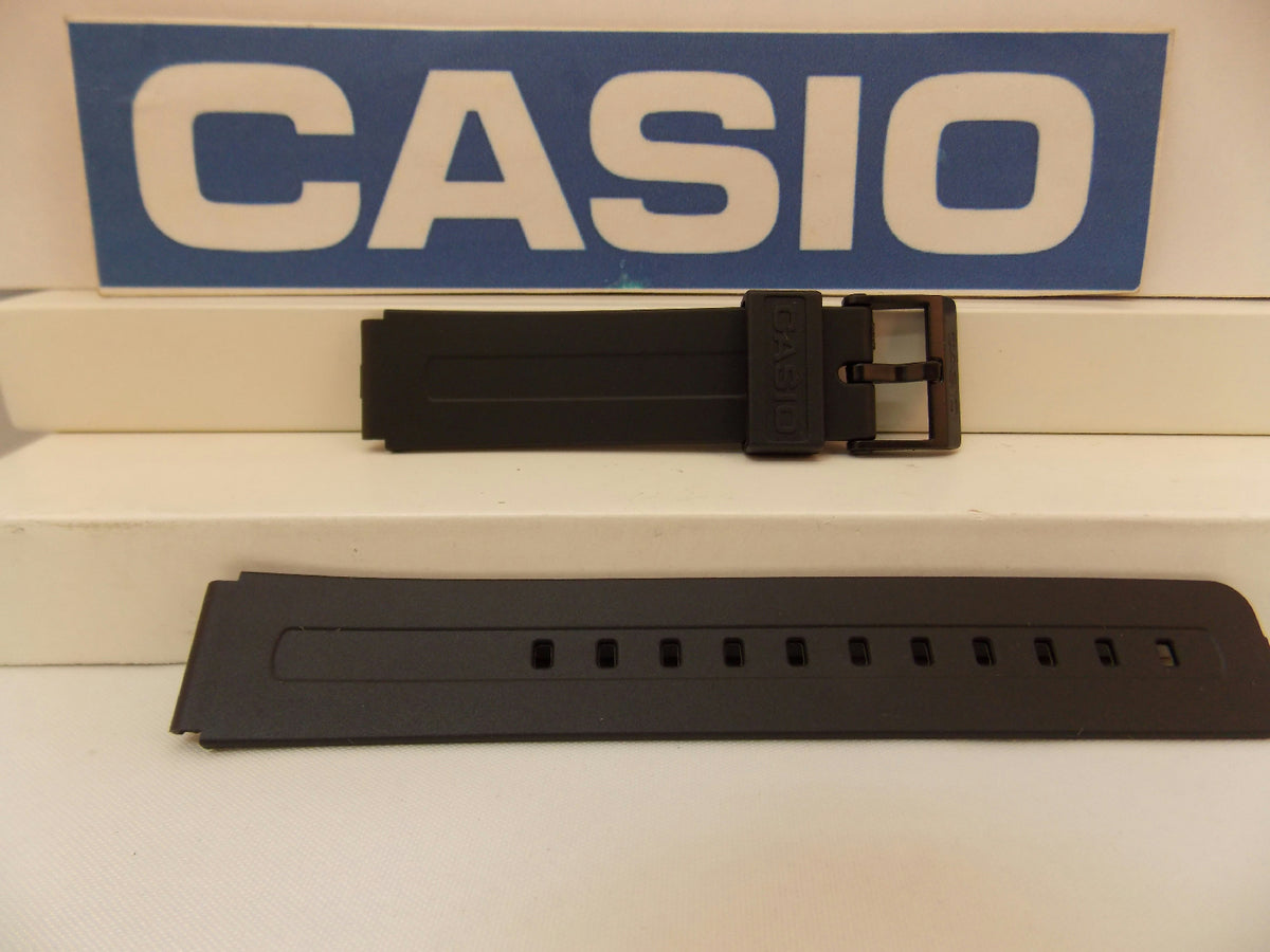 Casio Watchband MW-59, MW-60 16mm Black Rubber Strap. Original Watchband