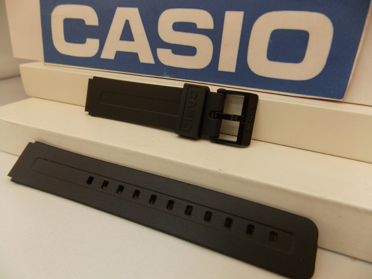 Casio Watchband MW-59, MW-60 16mm Black Rubber Strap. Original Watchband