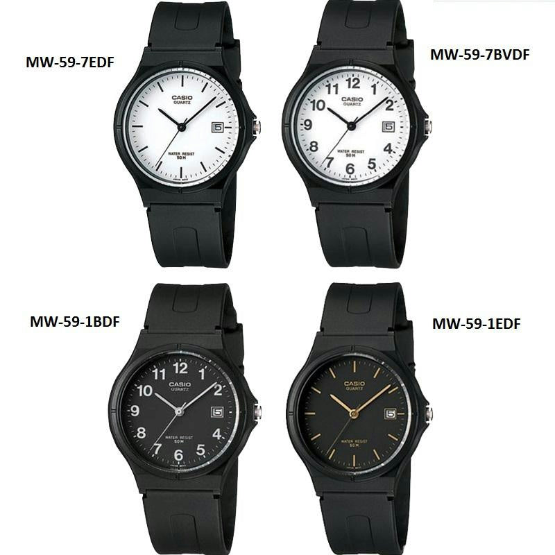 Casio Watchband MW-59, MW-60 16mm Black Rubber Strap. Original Watchband