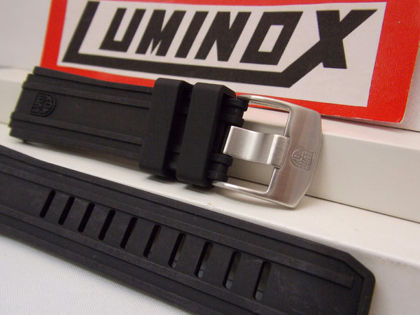 Luminox Watchband 0200. 20mm Wide Black Rubber Strap. Thick, Durable and Soft