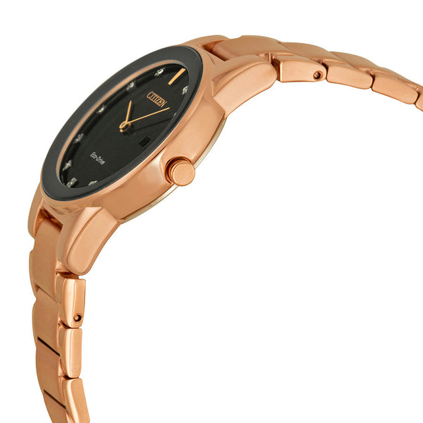 Citizen Axiom Unisex Rose/Pink Gold Bracelet w/Diamond Dial and Date. 50% Off